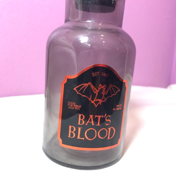 Target Bat’s Blood Smoked Glass Halloween Apothecary Jar EUC Black & Orange Cute - Picture 4 of 6